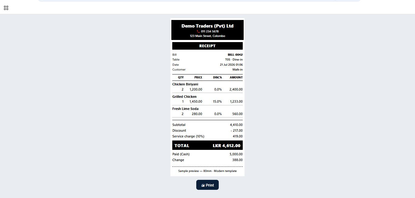 Printed receipt