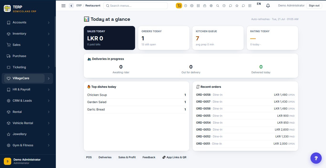 Restaurant dashboard